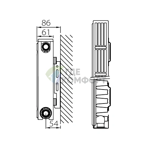 Радиатор стальной панельный Stelrad Compact 11 06 05 с боковым подключением - фото 6