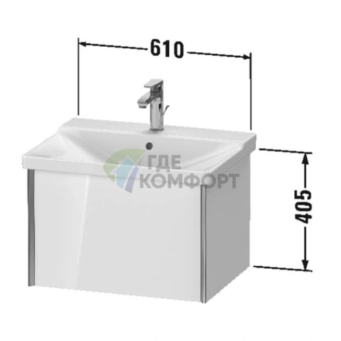 Подвесная тумба Duravit XViu для раковины 233265, 1 ящик, цвет walnut dark/черный матовый (XV40150B221) - фото 2