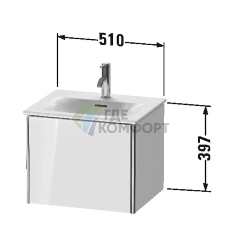 Тумба подвесная Duravit XSquare 234453 White High Gloss (XS422102222) - фото 2