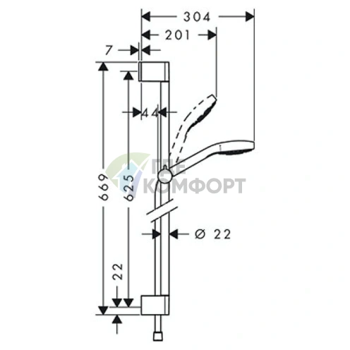 Душевой набор HG Croma Select E Vario с 3 режимами струи: штанга 650 мм, цвет белый/хром (26582400) - фото 2