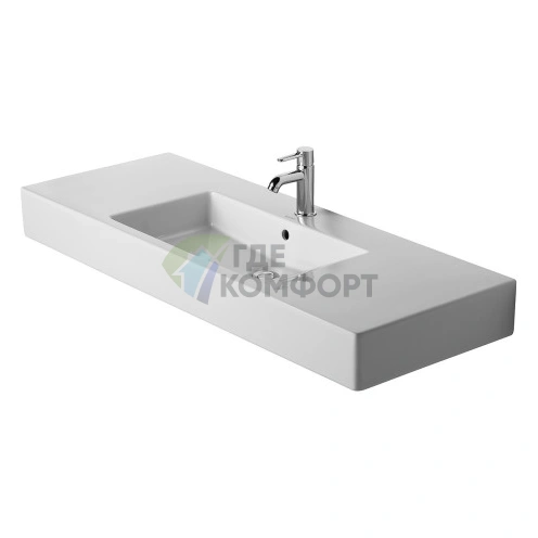 Раковина Duravit Vero 1250x490 мм для мебели с переливом, без отверстия под смеситель, белая (329120060) - фото 1