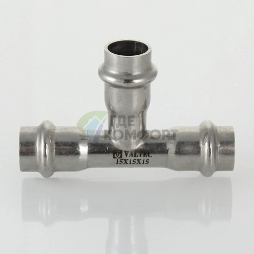 Пресс-тройник 22 х 18 х 22 мм из нержавеющей стали VTi.931.I.221822 VALTEC (ВАЛТЕК) - фото 9