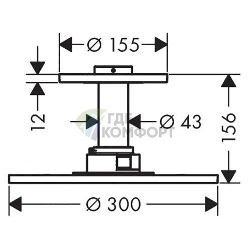 Верхний душ AX ShowerSolution 300 мм с держателем, 2 форсунки, шлифованное золото (35304250) - фото 2