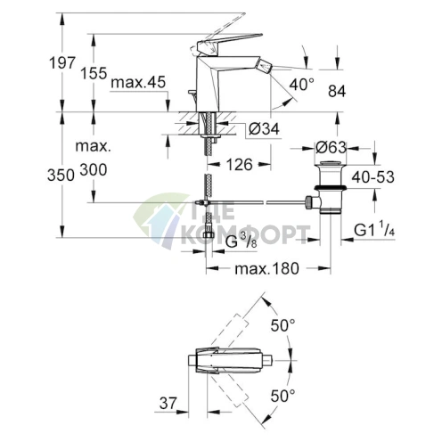 Стильный настенный смеситель Grohe Allure Brilliant 23117000 для биде - фото 4