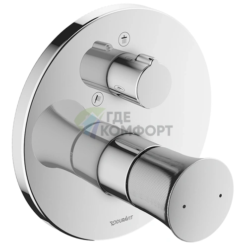 Смеситель для душа Duravit White Tulip на 2 выхода, встраиваемый, с обратным клапаном, хром (WT4210012010) - фото 1