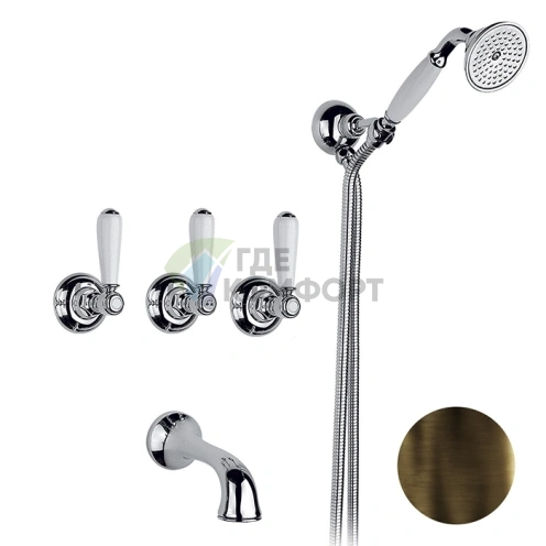 Смеситель для душа Nicolazzi P.m. Blanc встраиваемый с ручным душем и изливом 160 мм, цвет тёмная бронза (1403DB78) - фото 1