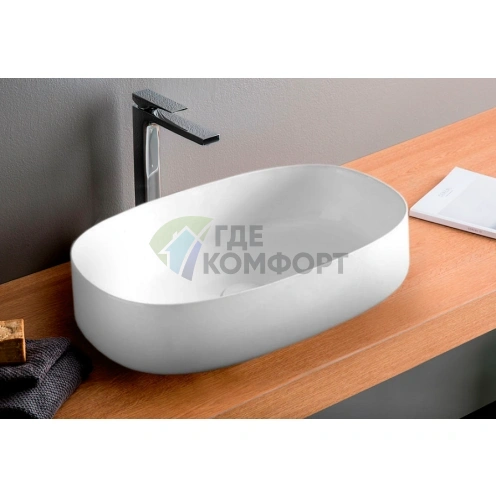 Белоснежная накладная раковина ArtCeram 55×35 см без отверстий — элегантность и простота монтажа - фото 1