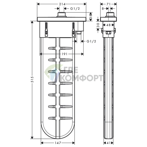 Внешняя часть Hansgrohe sBox с овальной розеткой для монтажа на край ванны в цвете хром (28020000) - фото 2