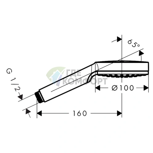 Ручной душ HG Crometta d100 мм с технологией EcoSmart, белый/хром (26333400) - фото 2