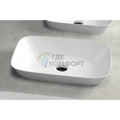 Накладная раковина AZZURRA PRUA 60x40 см без отверстия под смеситель, белая - фото 1