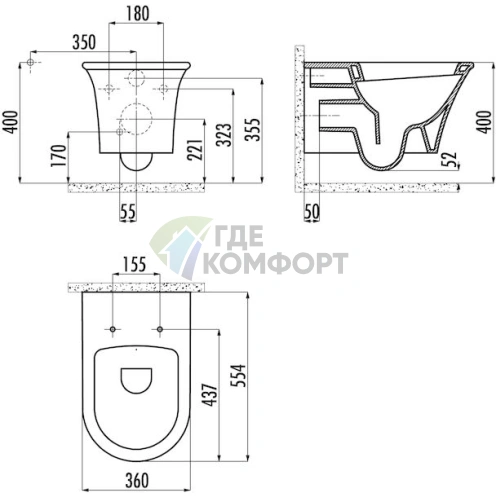 Подвесной унитаз Creavit Moon MO321 с инновационным дизайном - фото 4