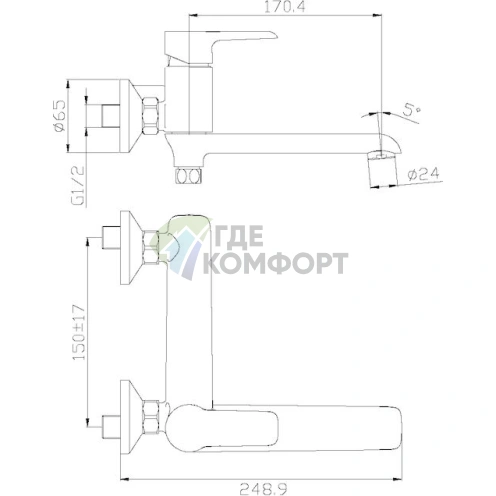 Смеситель для ванны с душем Rossinka W35-33 - фото 2