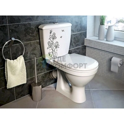 Унитаз-компакт «Суперкомпакт» с декором цветы от Оскольской керамики - фото 2