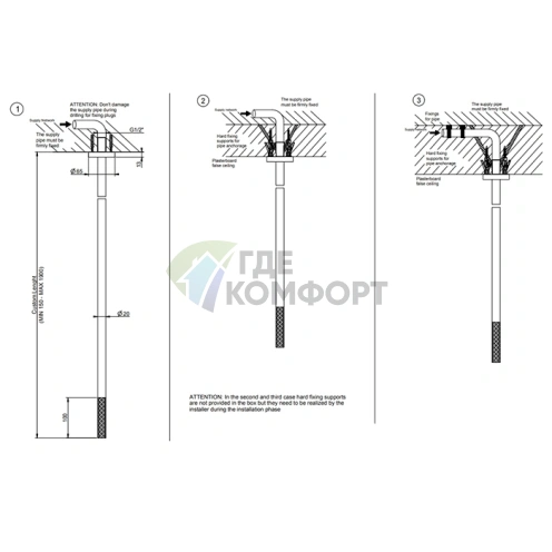 Потолочный излив GESSI 316 с дистанционным управлением, длина 365-1900 мм (цвет Brushed Black Metal PVD) (54196#707) - фото 2