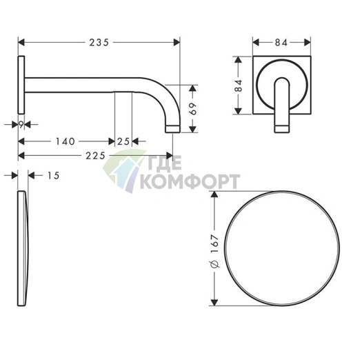 Смеситель электронный AX Uno шлифованный черный хром (38120340) - фото 2