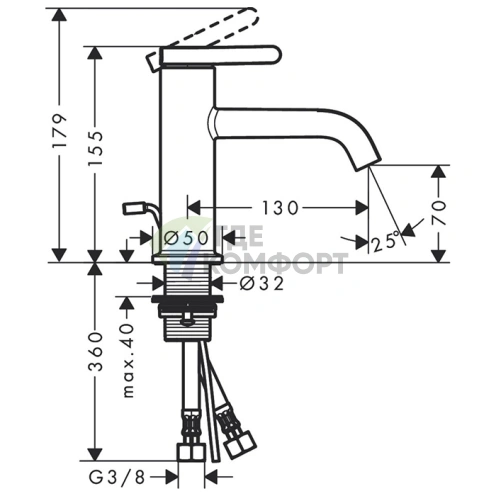 Смеситель для раковины AX One 70, матовый черный (48000670) - фото 2