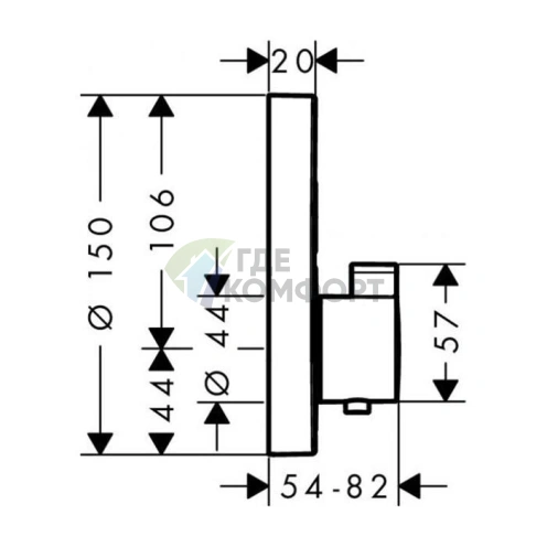 Термостат для душа Hansgrohe ShowerSelect S: Стабильная температура и переключение между двумя источниками (15743000) - фото 2