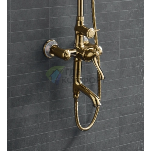 Душевая стойка Lemark Greek LM5562GG с термостатом и верхним душем - фото 5