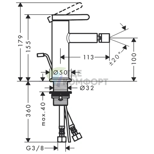 Смеситель для биде AX One матовый черный (48210670) - фото 2