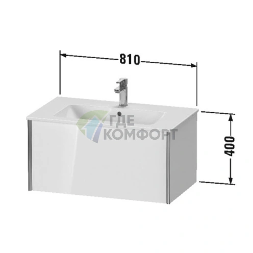 Подвесная тумба Duravit XViu 400x810x480 мм, цвет walnut dark/черный матовый (XV40260B221) - фото 2