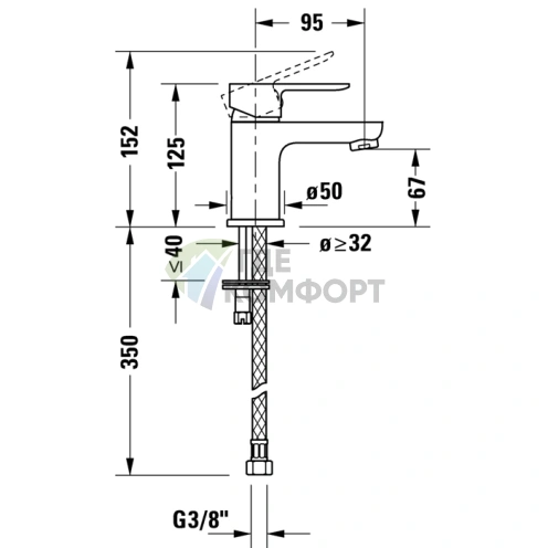 Смеситель для раковины Duravit A.1 однорычажный с донным клапаном, хром (A11010001010) - фото 2