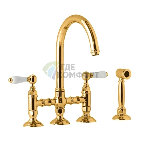 Кухонный смеситель NICOLAZZI EL CAPITAN с выдвижным душем, цвет Gold Brass (1460WSGB69) - фото 1