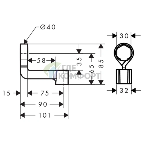 Держатель для ручного душа HG Porter Reno настенный, хром (28335000) - фото 2