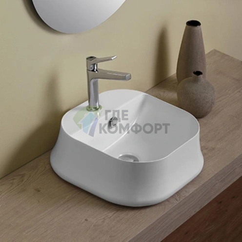 Накладная раковина SIMAS Sharp 42x42 см с отверстием под смеситель - фото 1
