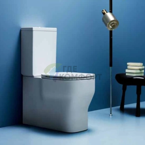Унитаз-моноблок AZZURRA GLAZE 67 см с угловым подключением и скрытым сливом (GLVCMP000000BI)) - фото 1
