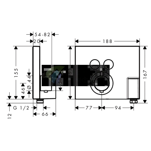 Встраиваемый термостат для душа Hansgrohe ShowerSelect с 2 источниками, кнопками управления и держателем, хром (15765000) - фото 2