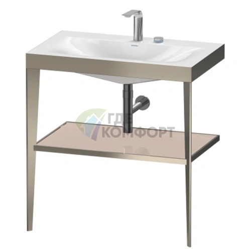 Консоль напольная Duravit XViu с полкой и раковиной без перелива, цвет шампань мат/хром (XV4715EB110) - фото 1