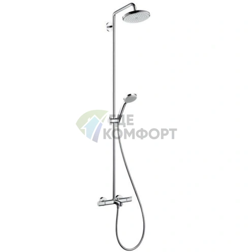 Душевая система HG Croma Showerpipe с термостатом: верхний душ, ручной душ и излив в комплекте (27223000) - фото 1