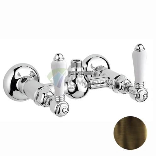 Смеситель для душа Nicolazzi P.m. Blanc: бронза с белой керамикой, верхний вывод (1425DB78) - фото 1