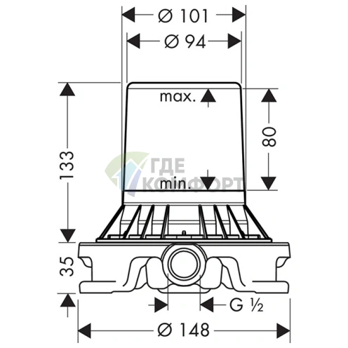 Встраиваемая часть напольного смесителя AXOR для скрытого монтажа (10452180) - фото 2