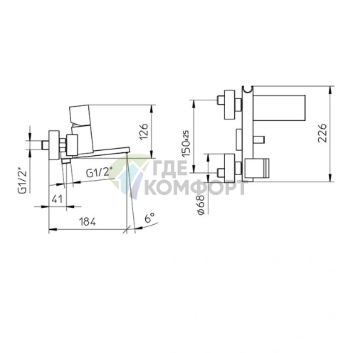 Смеситель наружный Bossini Cube с держателем для душа и девиатором, никель шлифованный (Z004101.094) - фото 2