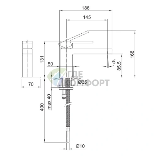 Смеситель для раковины Fantini AR/38 хром: короткий излив, один вход (38 02 3303SWF) - фото 2