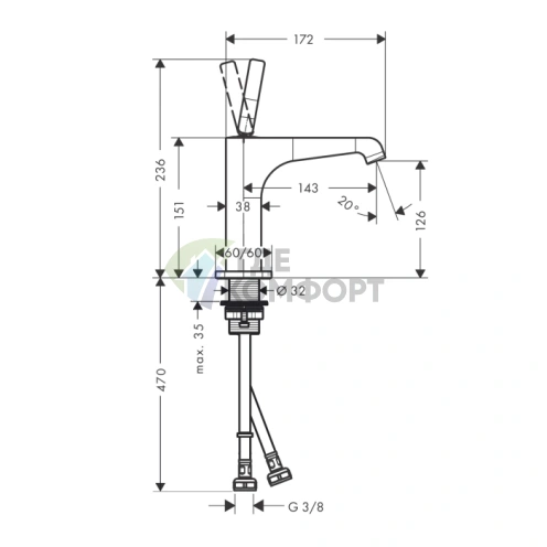 Смеситель для раковины AX Citterio в цвете сталь (36101800) - фото 2