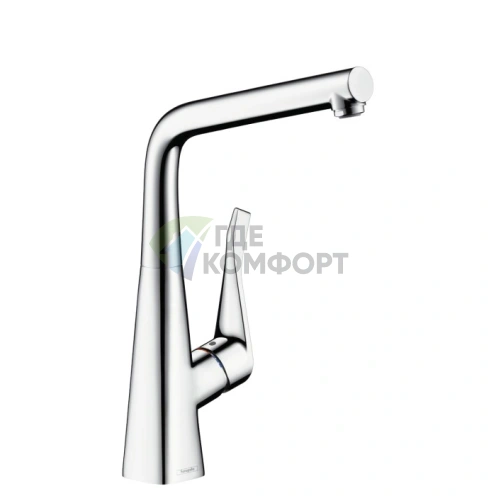 Кухонный смеситель Hansgrohe Metris с выдвижным изливом и поворотным механизмом (14821800) - фото 1