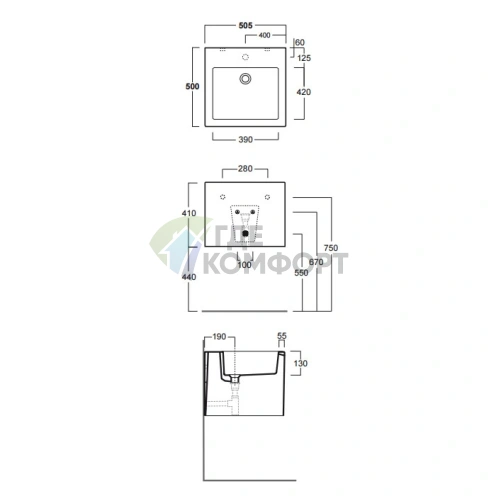 Раковина SIMAS Frozen 50 50x50 см белая с одним отверстием выбитым вручную - фото 2