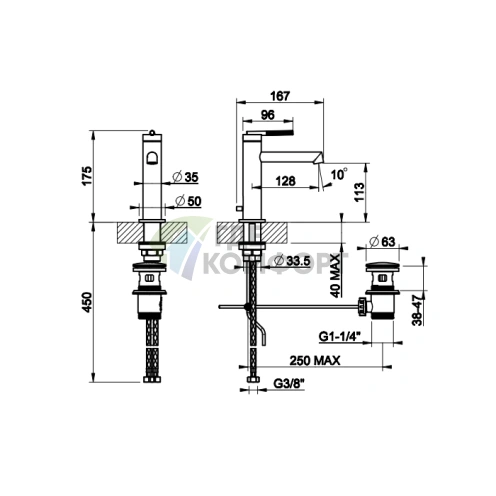 Gessi Ingranaggio Смеситель для Раковины с Донным Клапаном и Шлангами (Хром) (63501#031) - фото 2