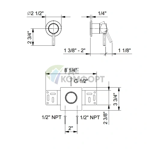 Встраиваемый смеситель для душа Fantini Nostromo Matt Gun Metal PVD (50 P5 E863B) - фото 2