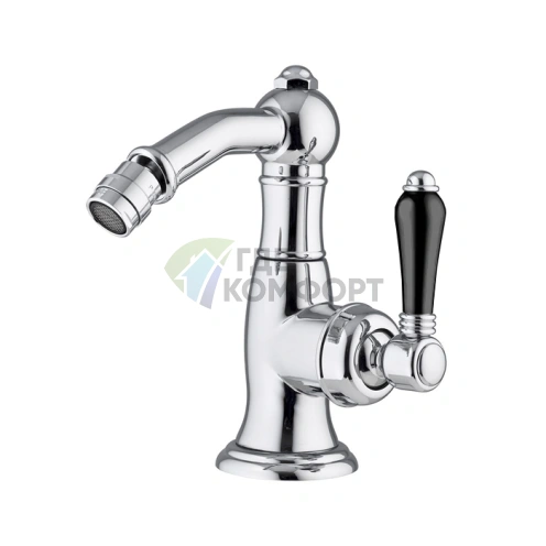 Смеситель для биде Nicolazzi Ceramica Nera с донным клапаном и черной керамикой, хром (3453CR76BC) - фото 1