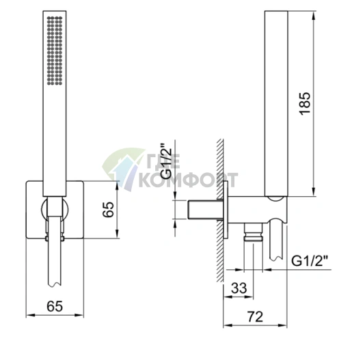Душевой комплект FANTINI MINT с ручным душем и держателем в матовой натуральной стали (86 93 8068) - фото 2