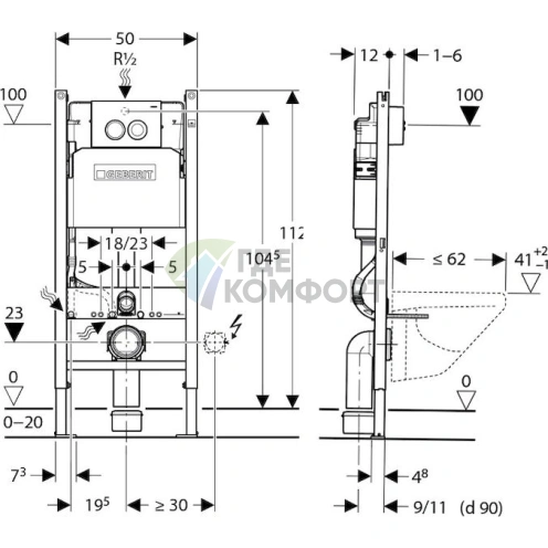 Комплект для установки унитаза 3 в 1: чаша Ideal Standard Tesi, инсталляция Geberit Duofix и сиденье с микролифтом - фото 7