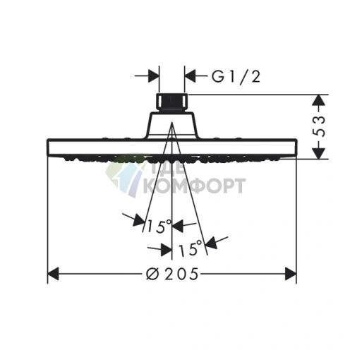 Потолочный шарнирный душ HG Vernis Blend 200, хром (26271000) - фото 2