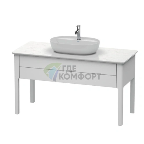 Консоль Duravit Luv из белого структурного кварцевого камня 20x1388x595 мм, с одним вырезом (LU946601717) - фото 1