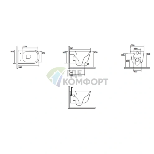 Подвесной унитаз Kerasan Tribeca 55 см безободковый, белый матовый (511430) - фото 2