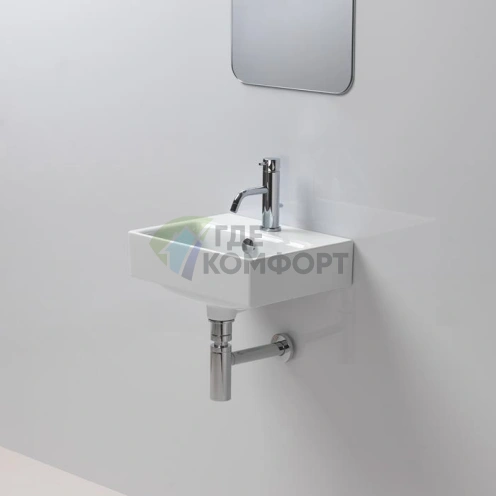 Подвесная раковина GSI Sand 40x32 см с переливом, белая - фото 1