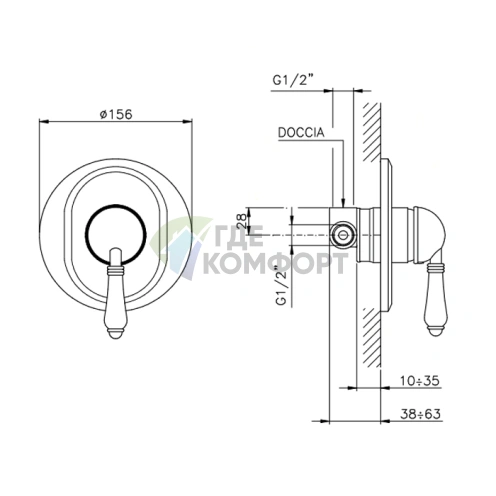 Встраиваемый смеситель для душа Nicolazzi P.m. Blanc с керамическими ручками, хром (3406CR76) - фото 2