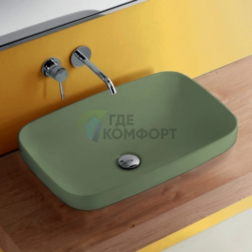 Раковина Kerasan Tribeca накладная 60x38 см без отверстия, цвет Verde Muschio (514311) - фото 1